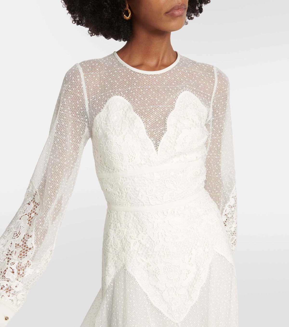 Elie Saab Lace-trimmed midi dress