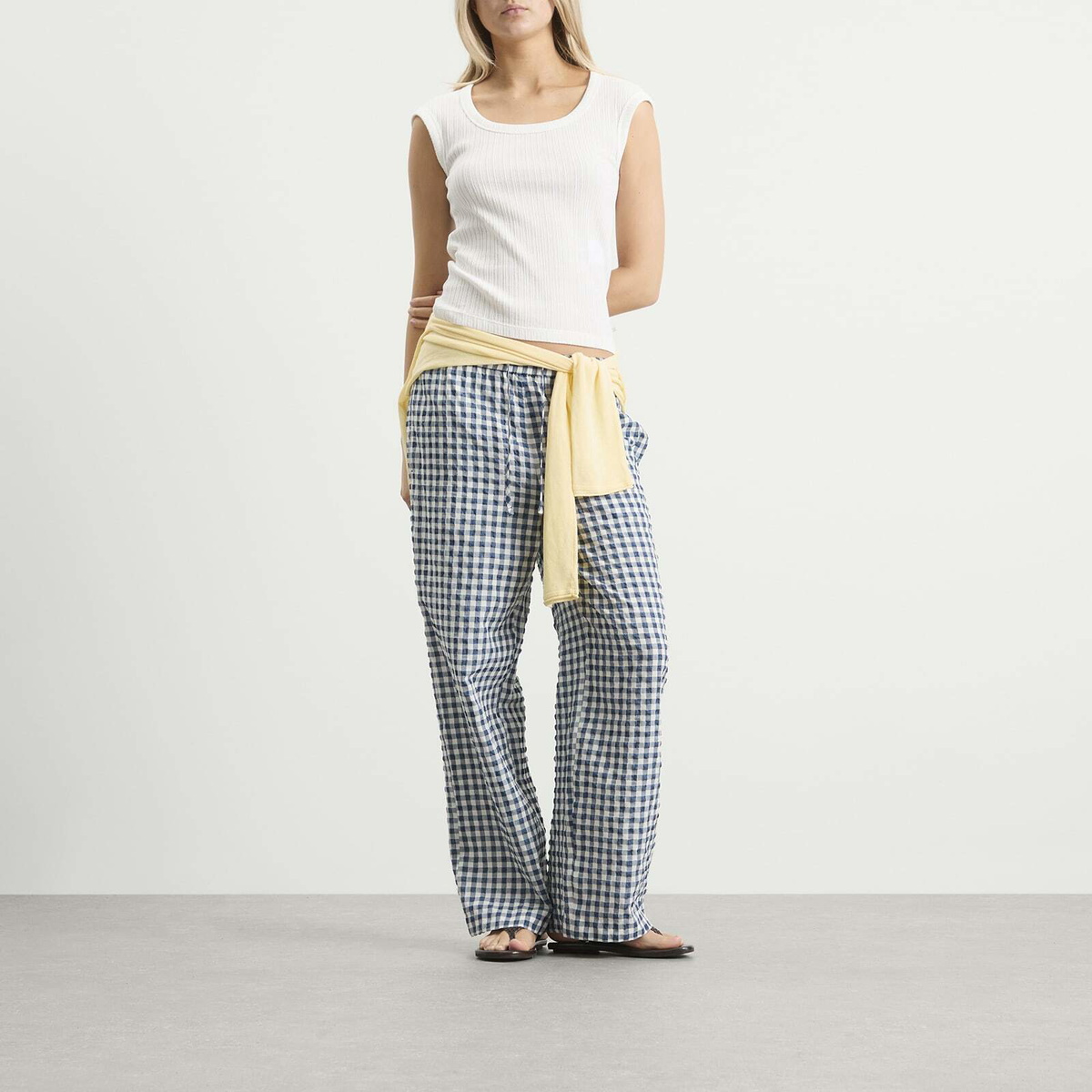 DUNST Women's Pyjama Slacks in Navy Check