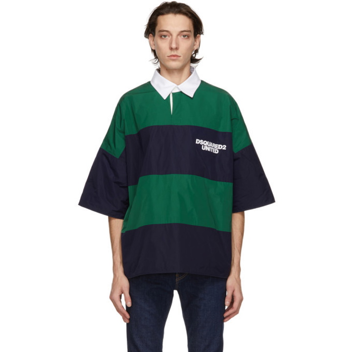 Photo: Dsquared2 Navy and Green Rugby Polo