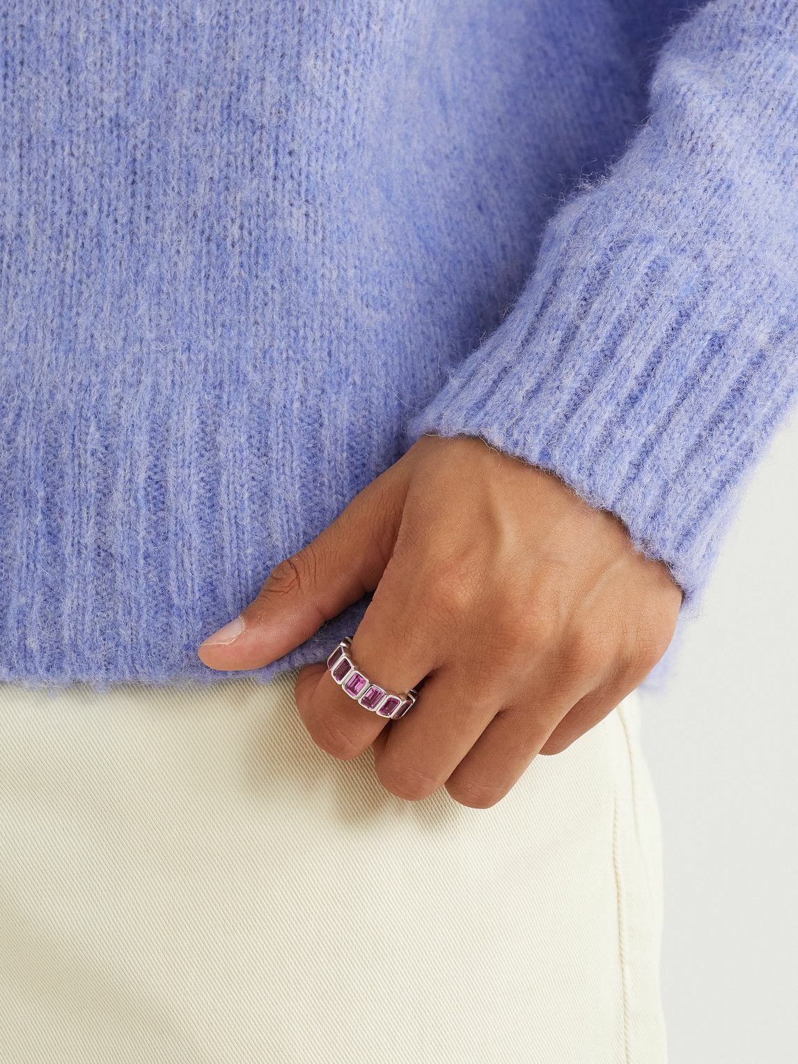 42 Suns - 14-Karat White Gold Pink Sapphire Eternity Ring - Pink