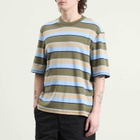 AMI Paris Men's Short Sleeve Oversized Striped T-Shirt in Bleucach/Kaki/Taupe/Encre