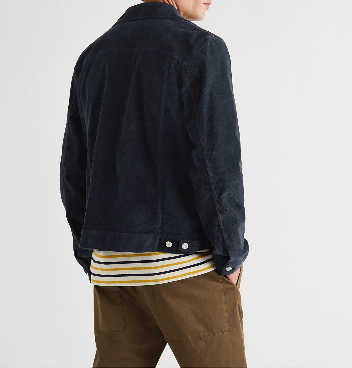 Officine Generale Leo Cotton Blend Corduroy Trucker Jacket Blue Officine Generale Leo Cotton Blend Corduroy Trucker Jacket Blue