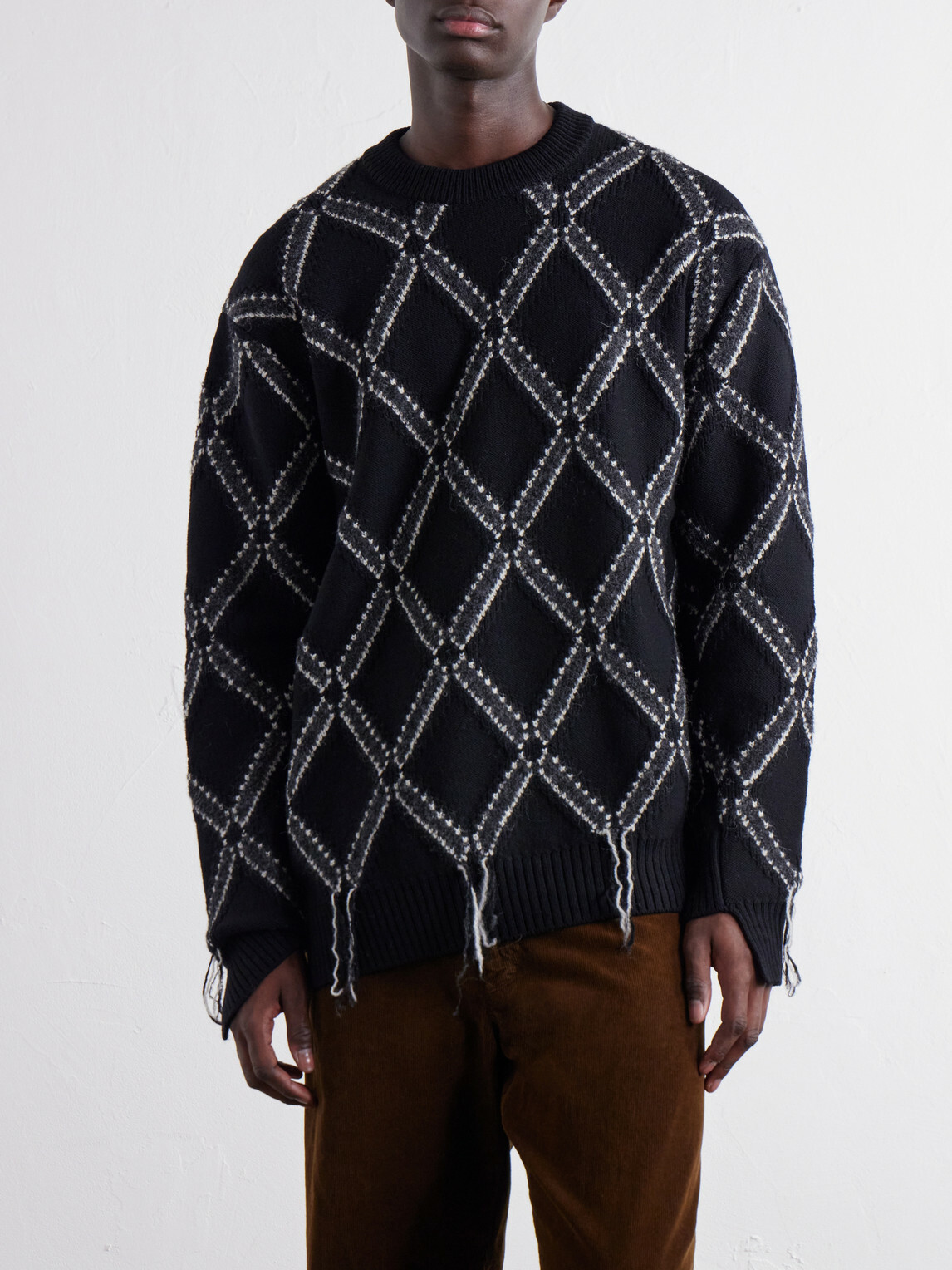 Junya Watanabe - Intarsia Wool-Blend Sweater - Black