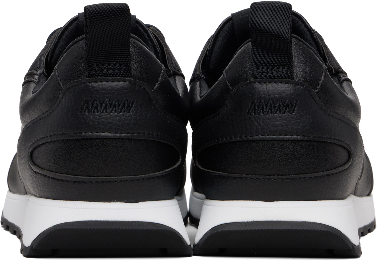 Hugo Black Grained Faux-Leather Sneakers