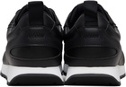 Hugo Black Grained Faux-Leather Sneakers
