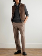 Canali - Padded Suede and Ribbed Wool Gilet - Brown