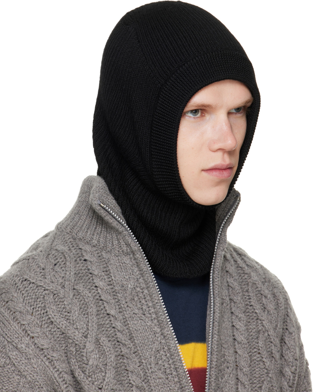 Rier Black Wool Balaclava