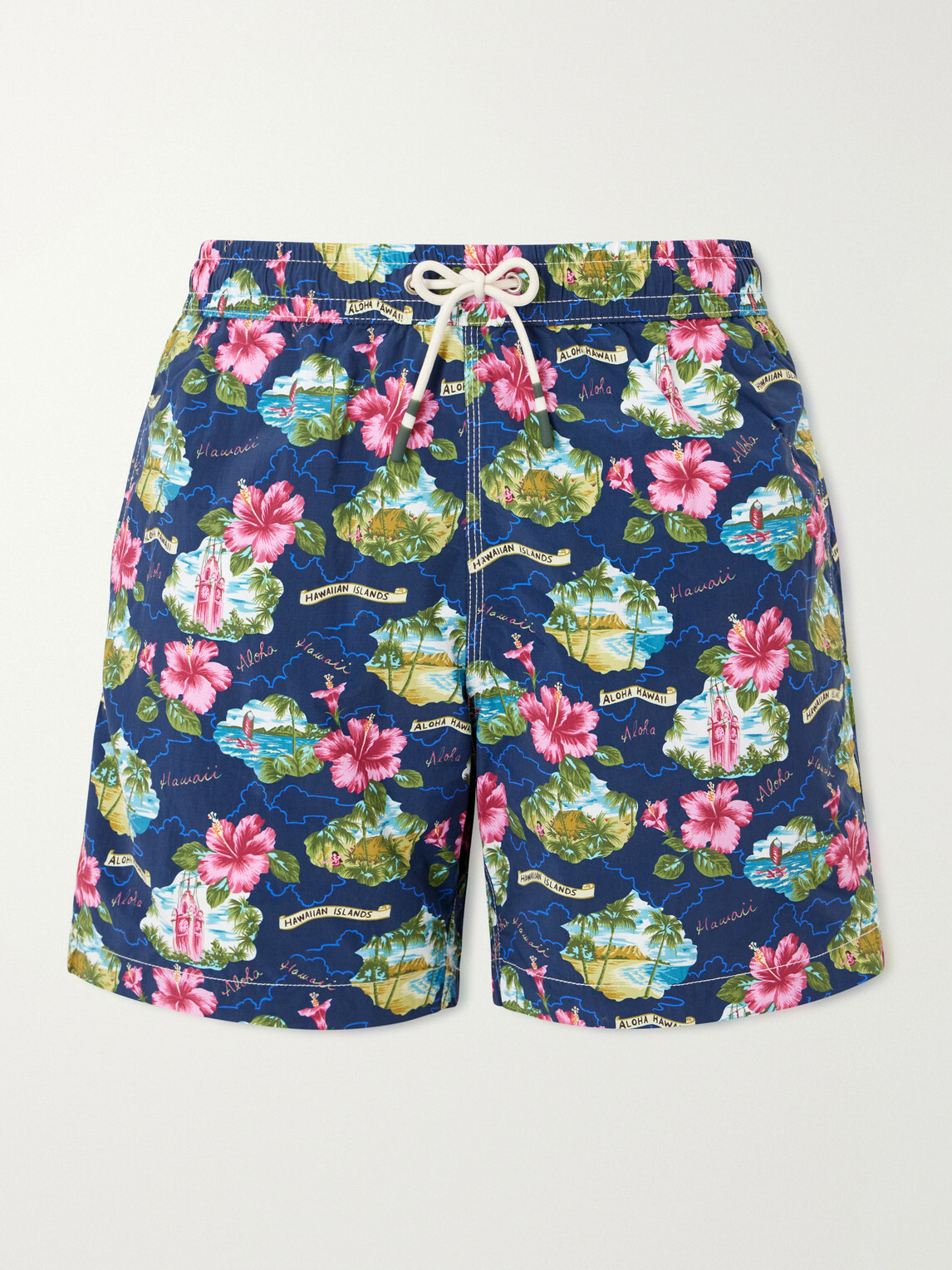 Hartford - Straight-Leg Mid-Length Printed Swim Shorts - Blue