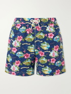 Hartford - Straight-Leg Mid-Length Printed Swim Shorts - Blue