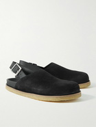 VINNY's - Leather-Trimmed Suede Mules - Black