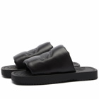 Burberry Men's Quilted Leather Slide Sandals in Black