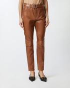 Pinko Leather Trousers With Belt Warm Bronze