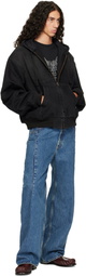 VETEMENTS Black Denim Workwear Bomber Jacket