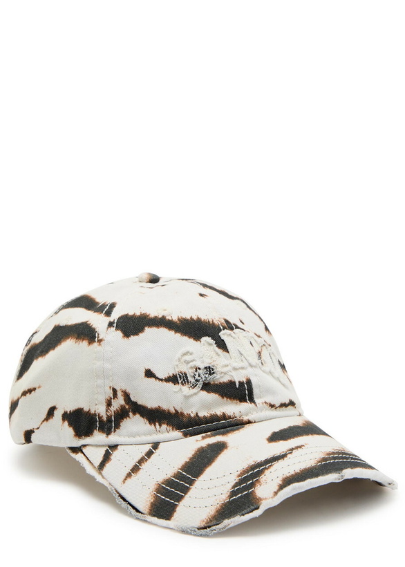 Photo: Ganni Logo-appliqué Zebra-print Cotton cap - Cream - One Size