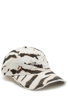 Ganni Logo-appliqué Zebra-print Cotton cap - Cream - One Size