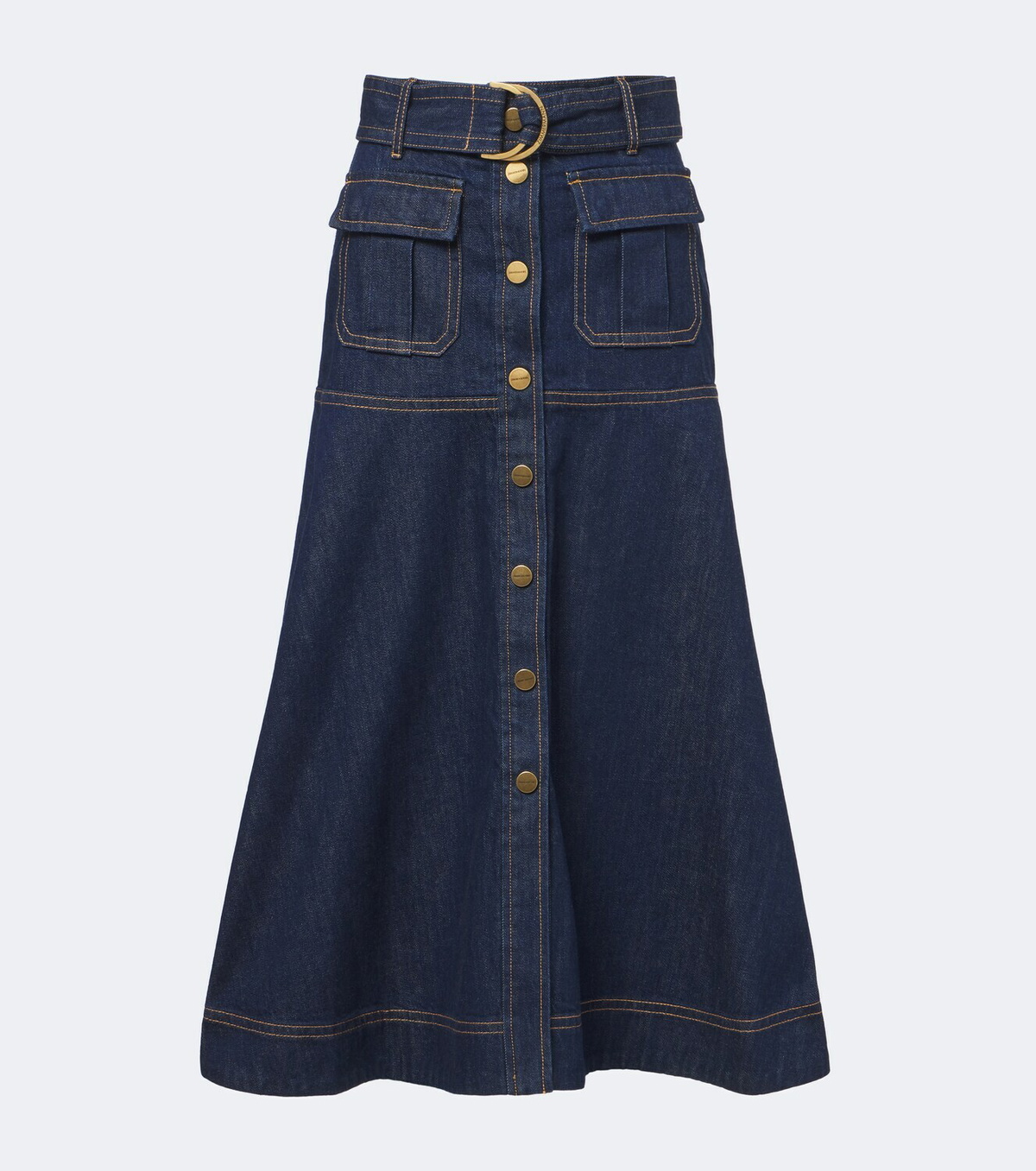 Zimmermann Belted denim midi skirt