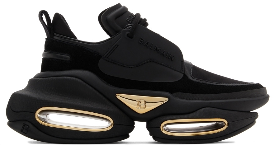 Balmain Black Leather B-Bold Sneakers Balmain