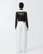 Pinko Light Lace Jacket With Embroidered Patches Black/White