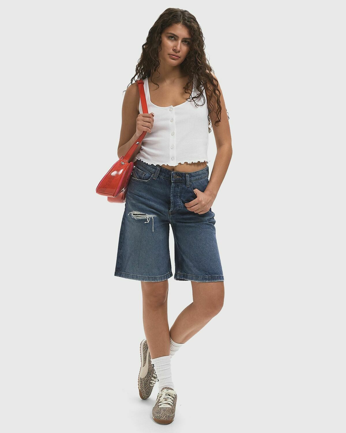 ROTATE Birger Christensen Buttoned Tank Top White Womens Tops & Tank
