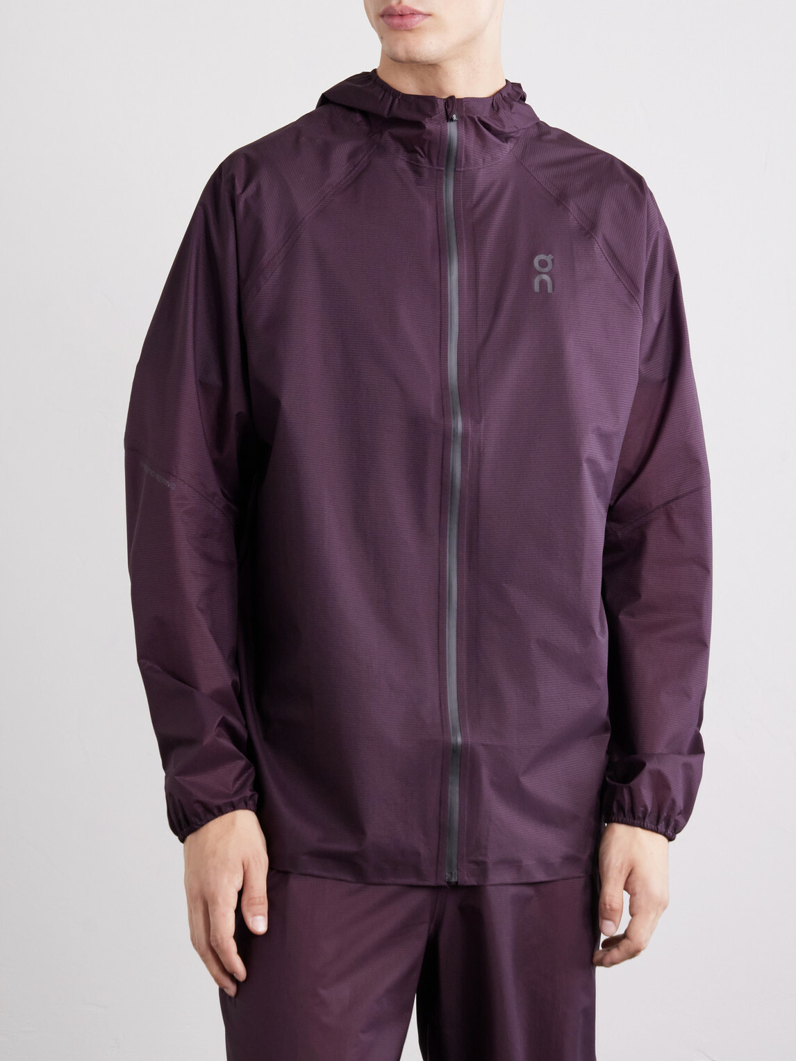 On - Logo-Print GuardTec™ Shell Hooded Jacket - Burgundy