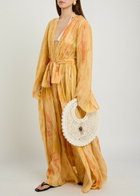 Delos Azura Printed Cotton and Silk-blend Maxi Dress Yellow