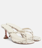 Amina Muaddi Juliette snake-print leather thong sandals