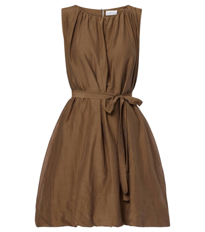 knee length dresses for ladies Shop Bria Linen Mini Dress in Espresso-splice main image 0