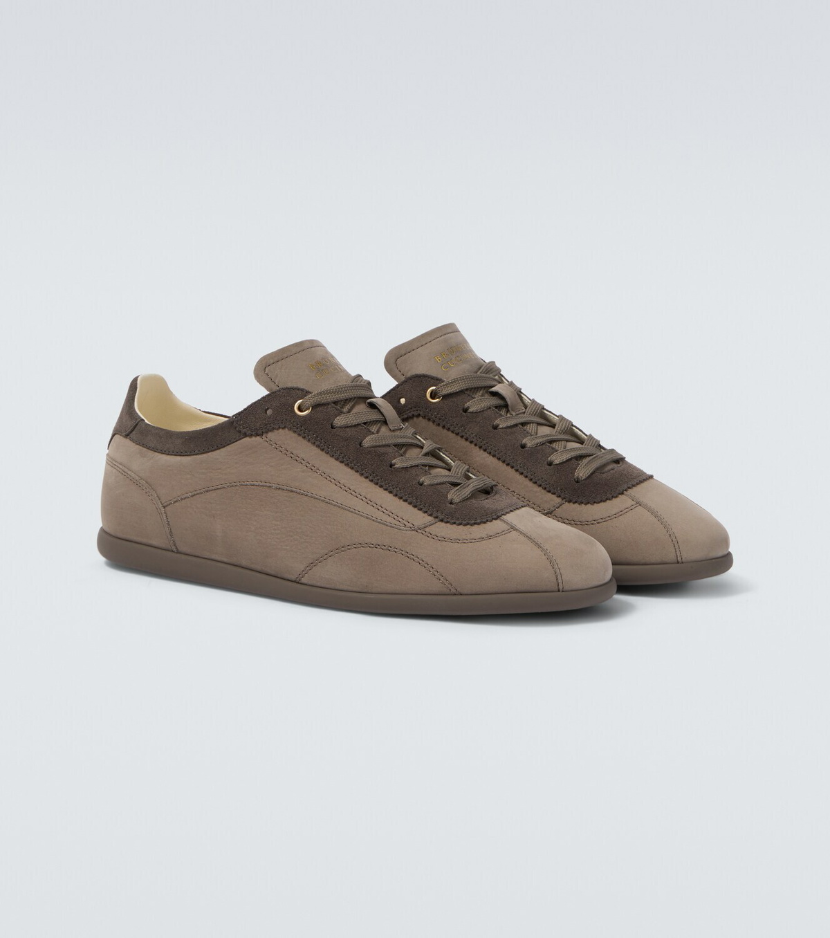 Brunello Cucinelli Suede-trimmed leather sneakers