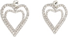 Blumarine Silver Rhinestone Hearts Drop Earrings