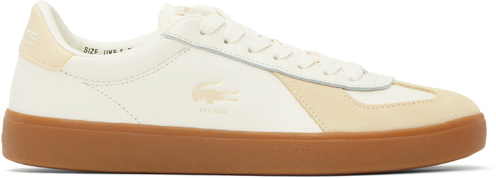 Photo: Lacoste Off-White & Beige Baseshot Pro Leather Sneakers