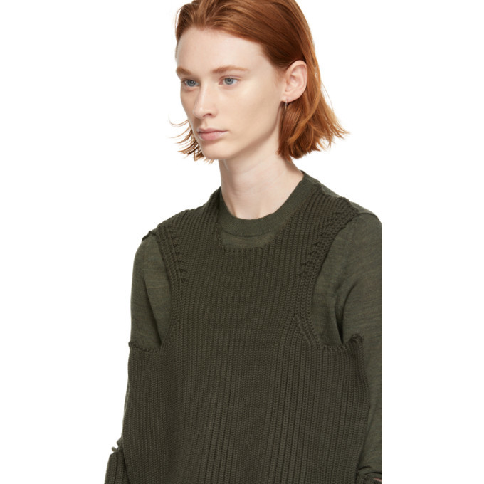 Ports 1961 Khaki Double Layer Crewneck Sweater Ports 1961