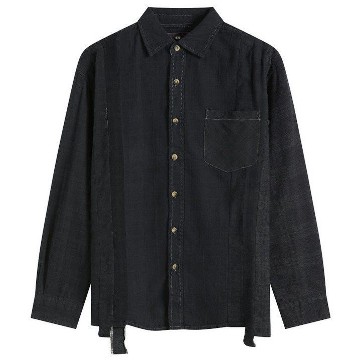Photo: Needles Men's 7 Cuts Over Dyed Flannel Shirt in Black