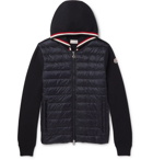 Moncler - Cotton and Quilted Shell Down Zip-Up Hoodie - Men - Navy