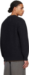 Reigning Champ Black Textured Boucle Turf Crewneck Sweater