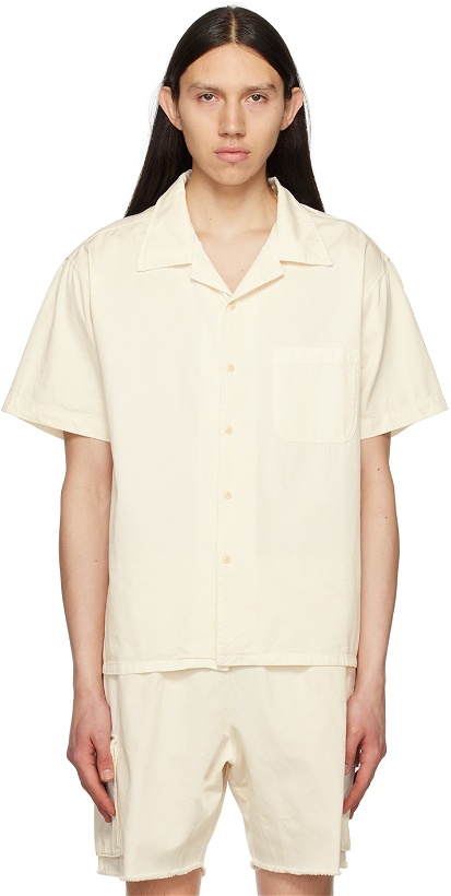 Photo: Les Tien Off-White Open Spread Collar Shirt