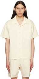 Les Tien Off-White Open Spread Collar Shirt