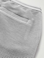 Thom Browne - Straight-Leg Striped Ribbed Cotton-Jersey Drawstring Shorts - Gray