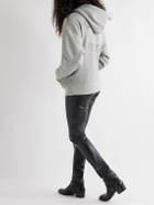 SAINT LAURENT - Distressed Cotton-Jersey Hoodie - Gray