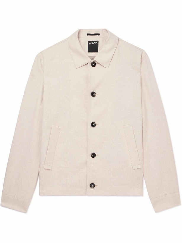 Photo: Zegna - Cutaway-Collar Linen and Wool-Blend Shirt Jacket - Neutrals