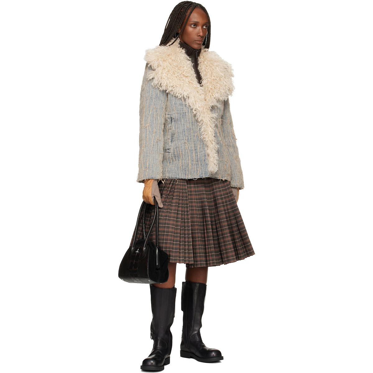 Vivienne Westwood Beige & Gray Leather Sheep Gloves