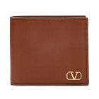 Valentino Men's V Logo Leather Billfold Wallet in Saddlery