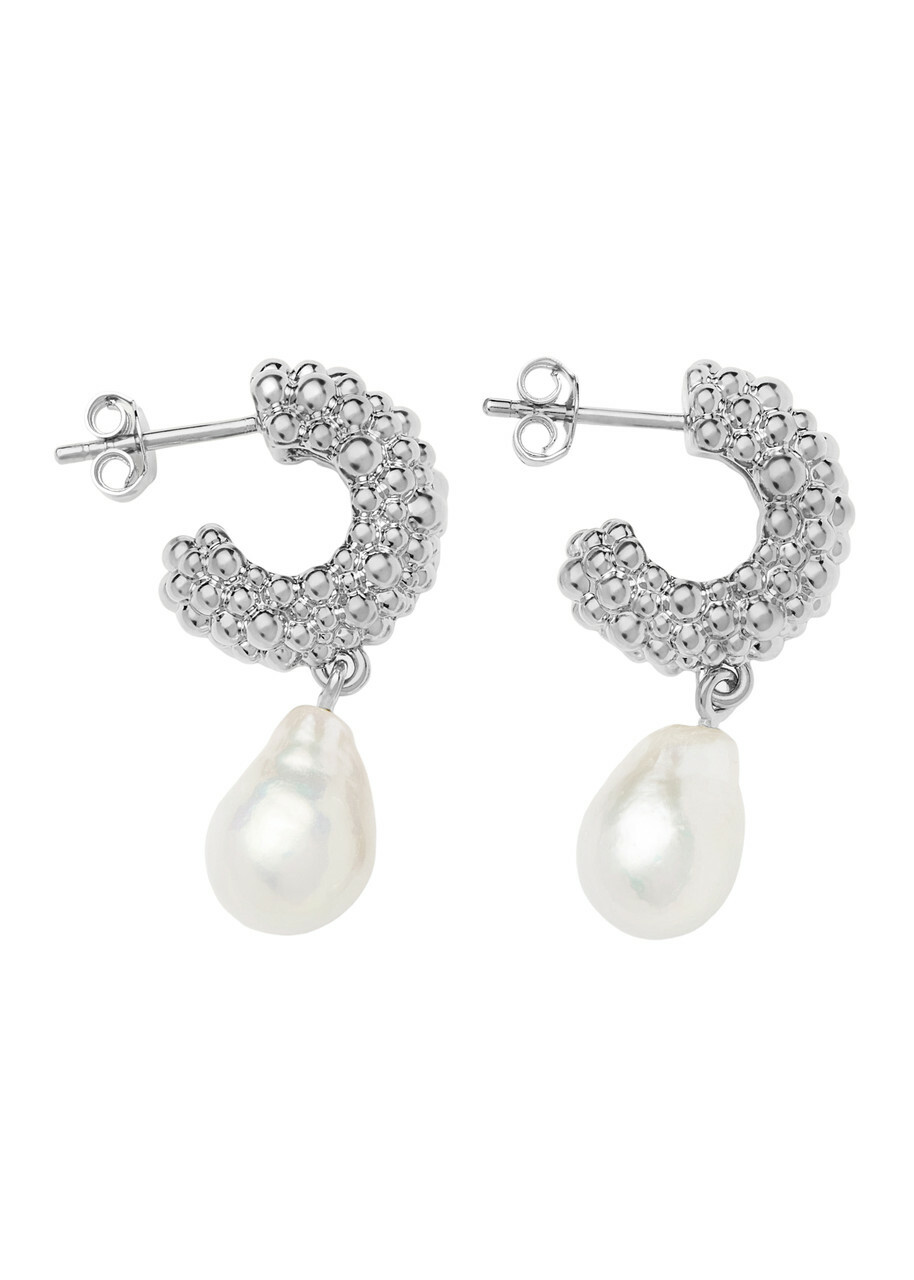Missoma Pearl Drop Silver-plated Hoop Earrings - One Size