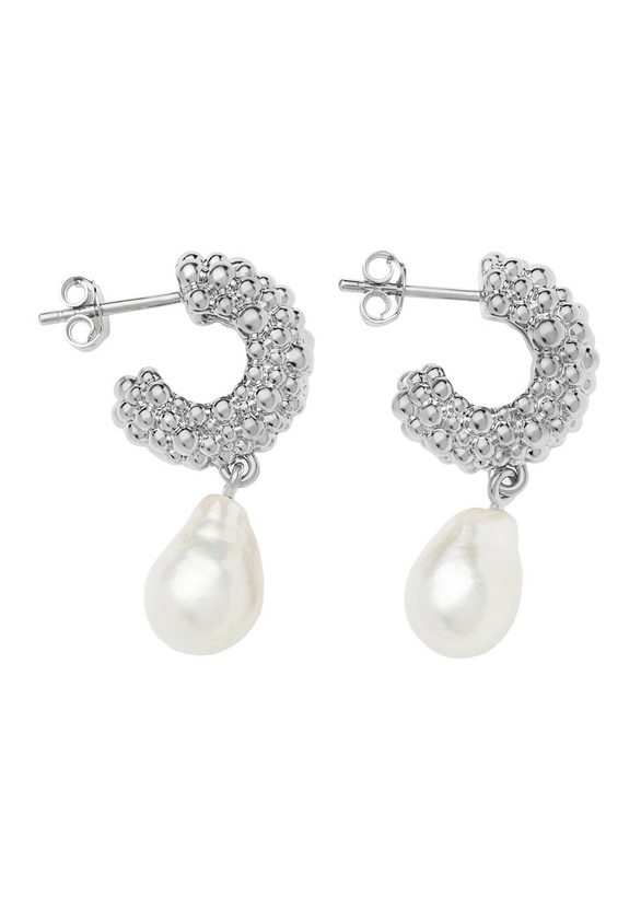 Photo: Missoma Pearl Drop Silver-plated Hoop Earrings - One Size