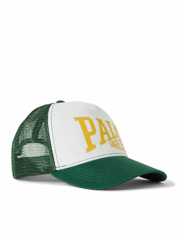 Photo: Palm Angels - PA League Logo-Print Cotton-Blend Twill and Mesh Trucker Cap
