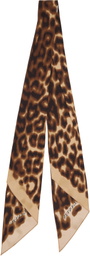 Lanvin Tan Leopard Print Silk Twilly Scarf