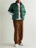 Palm Angels - Striped Appliquéd Logo-Print Quilted Down Jacket - Green
