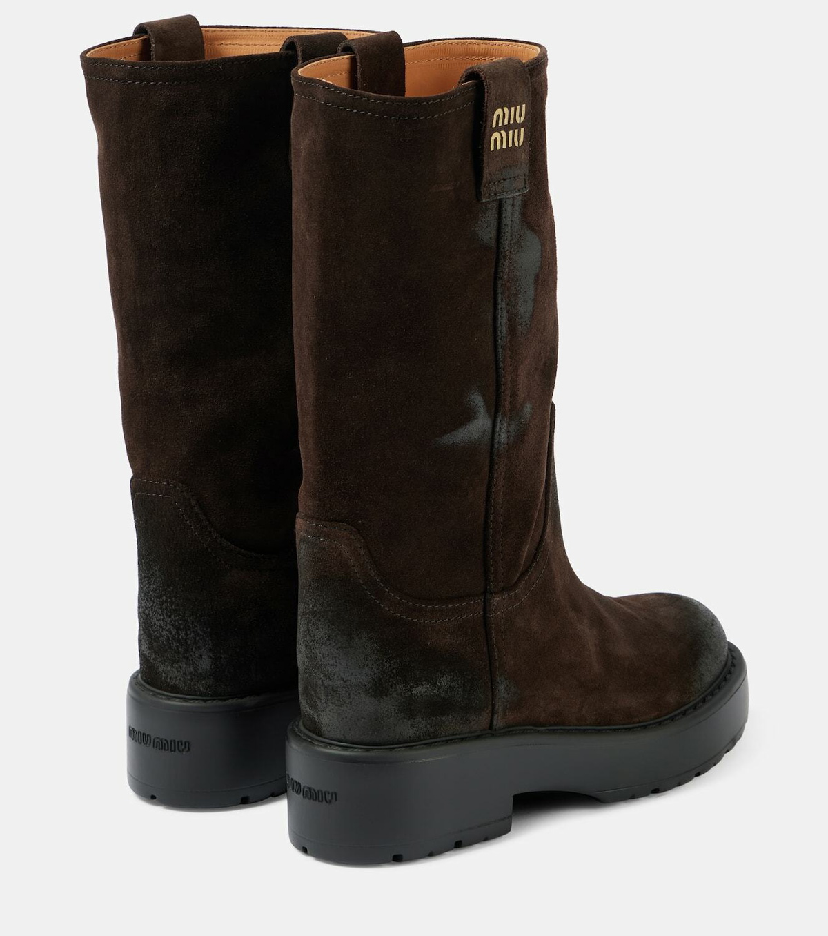 Miu Miu Logo suede ankle boots