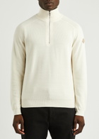 Moncler Half-zip Cotton-blend Jumper Cream