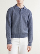 Aimé Leon Dore - Knitted Cotton-Blend Polo Sweater - Blue