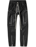 Rick Owens - Bauhaus Slim-Fit Tapered Leather Drawstring Cargo Trousers - Black